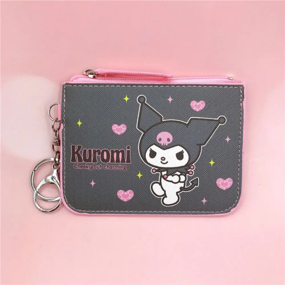 Kuromi Pu Leather Card Holder Sanrio Pu Wallet Cartoon Women Girls Zipper Change Purse Students Mini 5 - Kuromi Plush