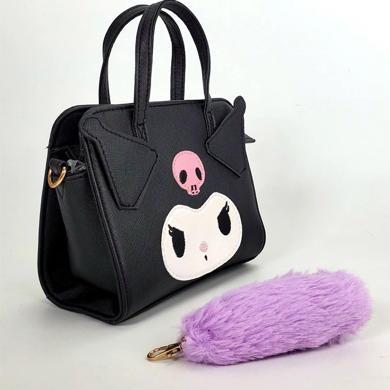 Kuromi Sanrio Sling Backpack My Melody Hello Kitty Dual use Storage Bag Cinnamoroll Cartoon Side Pompom 1 - Kuromi Plush