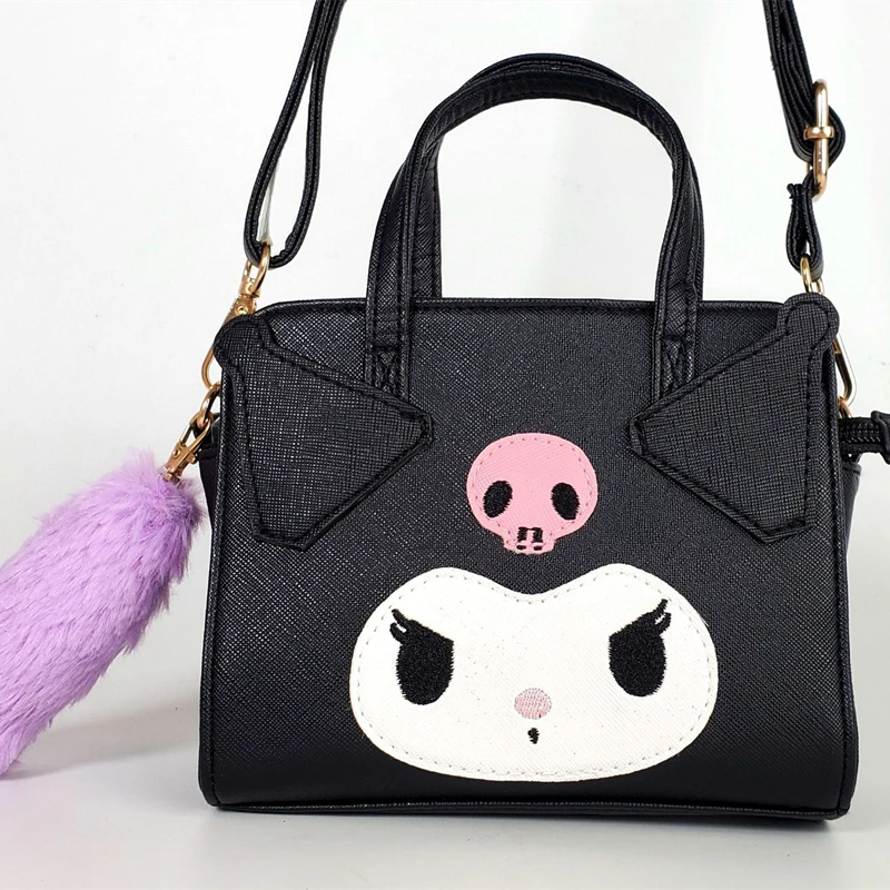 Kuromi Sanrio Sling Backpack My Melody Hello Kitty Dual use Storage Bag Cinnamoroll Cartoon Side Pompom - Kuromi Plush