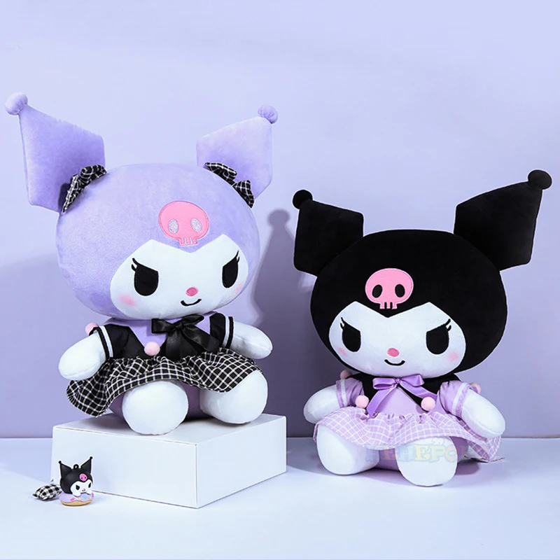 New Genuine Sanrio Kuromi Plush Toys Purple Kawaii Stuffed 38cm Princess Bow My Melody and Kuromi 2 - Kuromi Plush