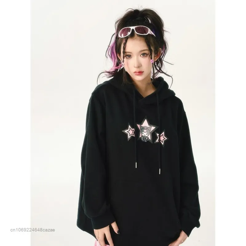 Sanrio Kuromi Little Devil Hoodie Girls Printed Student 2022 New Autumn Thin Harajuku Style Tops Korean 1 - Kuromi Plush