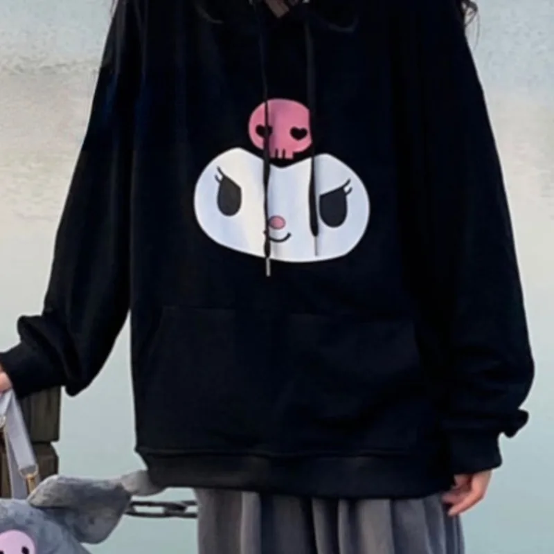 Sanrio Kuromi Printed Hoodies For Women Y2k Lovely Soft Sweater Koran Style Harajuku Cute Tops Loose 3 - Kuromi Plush