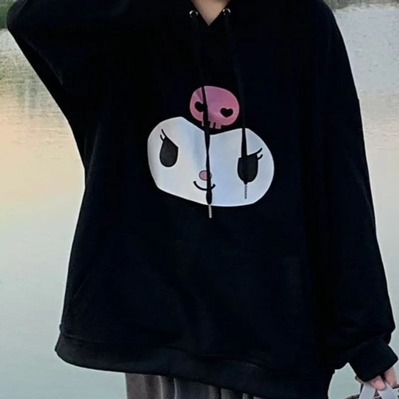 Sanrio Kuromi Printed Hoodies For Women Y2k Lovely Soft Sweater Koran Style Harajuku Cute Tops Loose 5 - Kuromi Plush