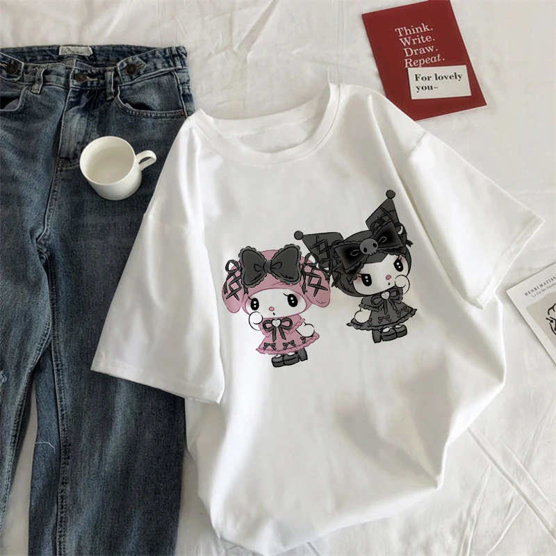 Sanrio T shirt Women Cotton Y2K Anime Dark Kuromi Tees Shirts Kawaii Cartoons Casual Clothes Harajuku - Kuromi Plush