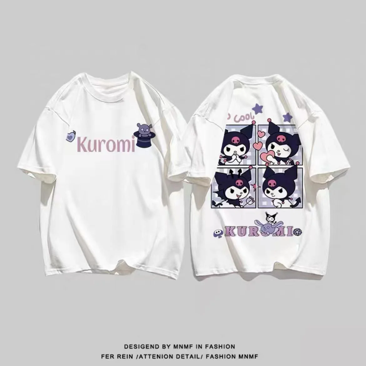 Sanrios Kawaii Anime Kuromi Cute Cartoon Short Sleeve T Shirt New Summer Loose Thin Cotton Top 2 - Kuromi Plush