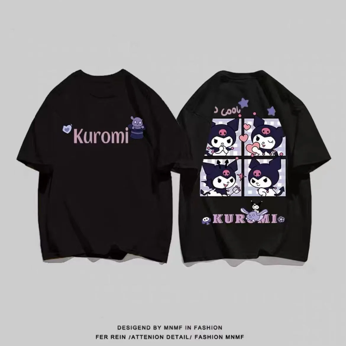 Sanrios Kawaii Anime Kuromi Cute Cartoon Short Sleeve T Shirt New Summer Loose Thin Cotton Top 3 - Kuromi Plush