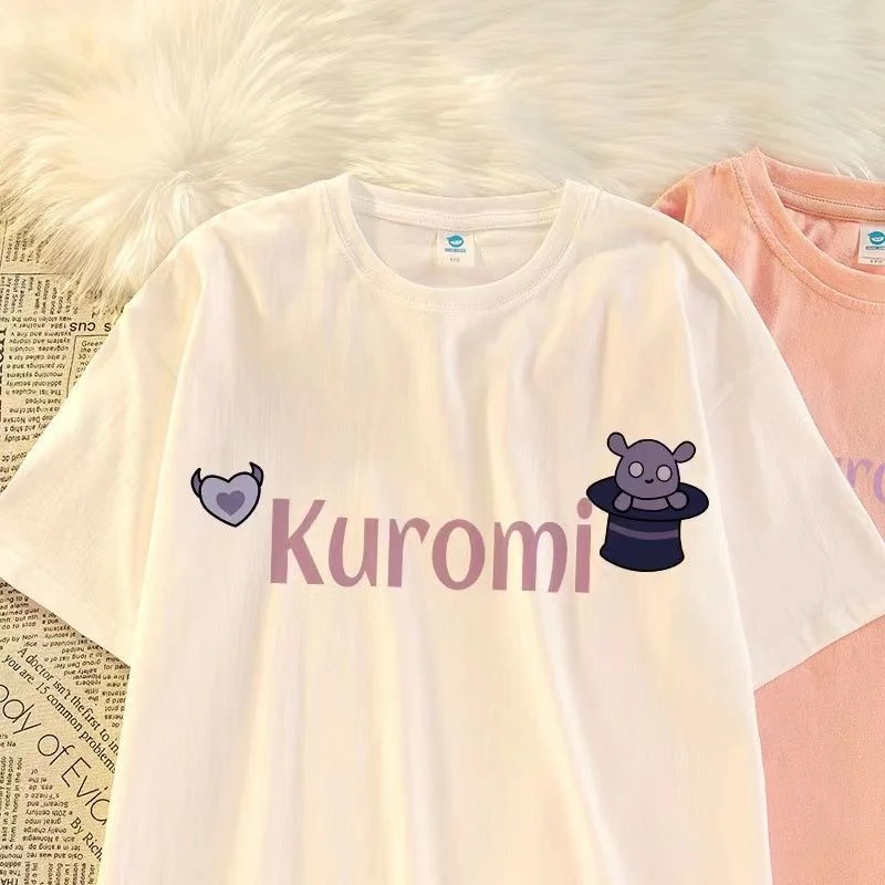 Sanrios Kawaii Anime Kuromi Cute Cartoon Short Sleeve T Shirt New Summer Loose Thin Cotton Top 4 - Kuromi Plush