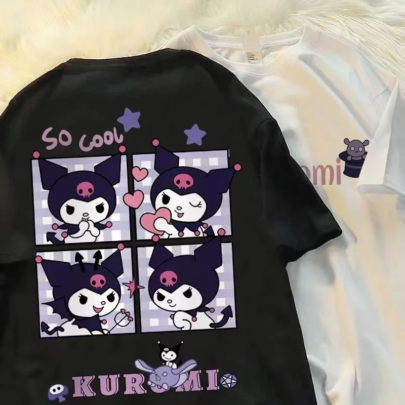 Sanrios Kawaii Anime Kuromi Cute Cartoon Short Sleeve T Shirt New Summer Loose Thin Cotton Top 5 - Kuromi Plush