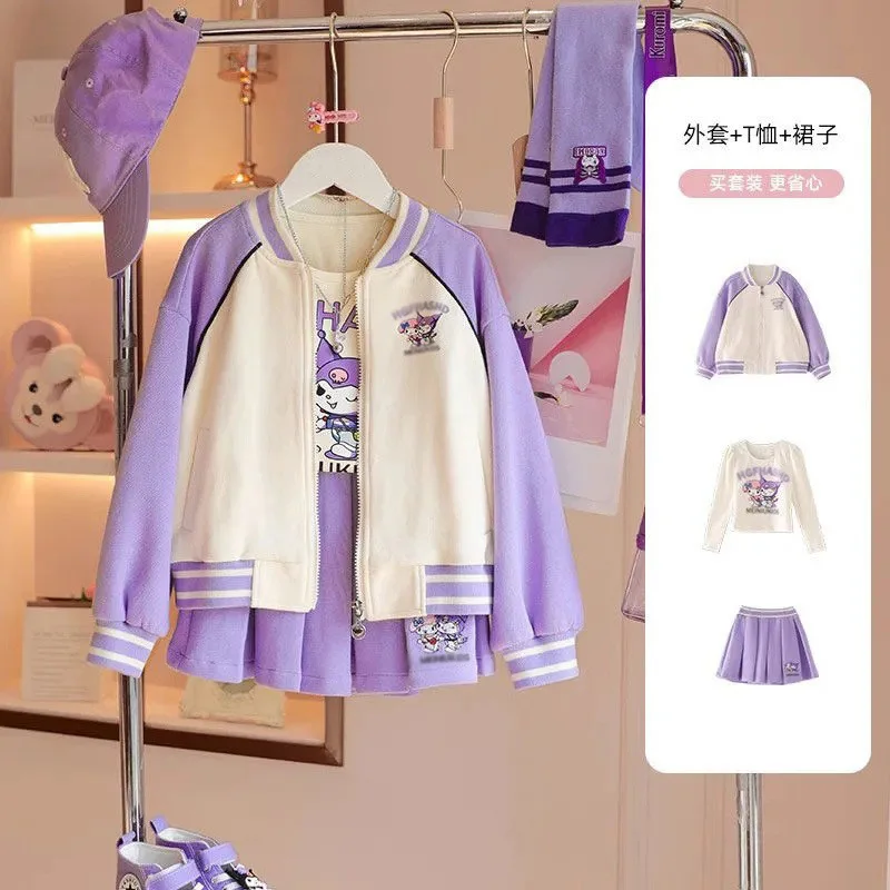 Sanrios Kuromi Girls Baseball Uniform Set Spring and Autumn New Korean Style Children s Sports Girls 5 - Kuromi Plush